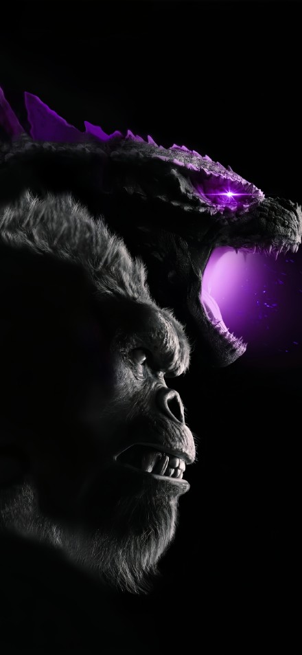 Godzilla and Kong in Dark Background Wallpaper