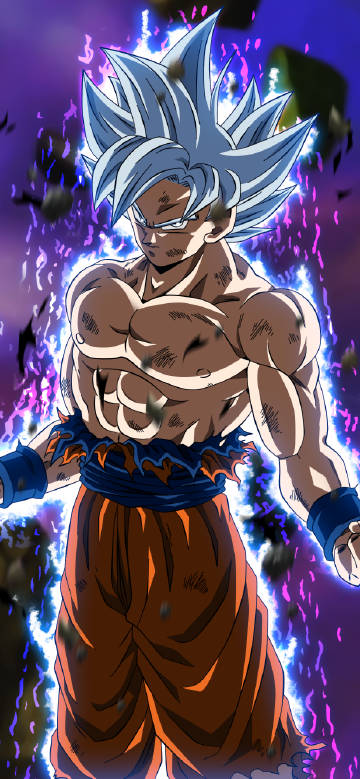Son Goku Amidst Purple Energy Wallpaper