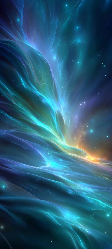 Dreamy Blue and Gold Abstract Nebula 4K Phone Wallpaper