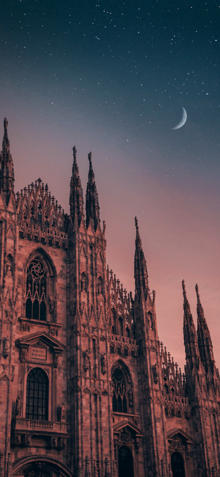 Milan cathedral under the stars phone wallpaper