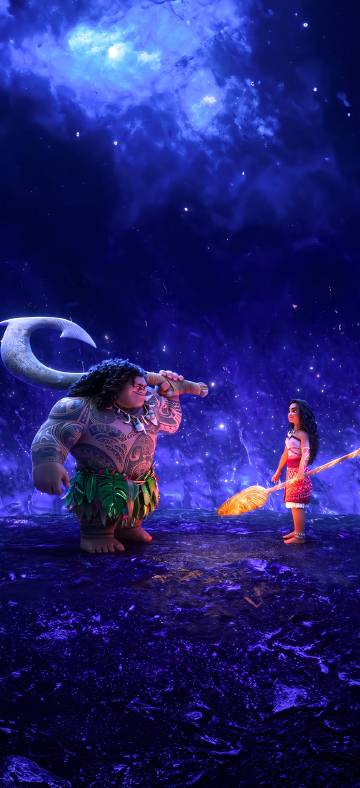 Disney Moana and Maui 4K Phone Wallpaper