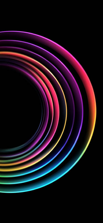 Colorful Glowing Rings On A Black Background 4K Wallpaper