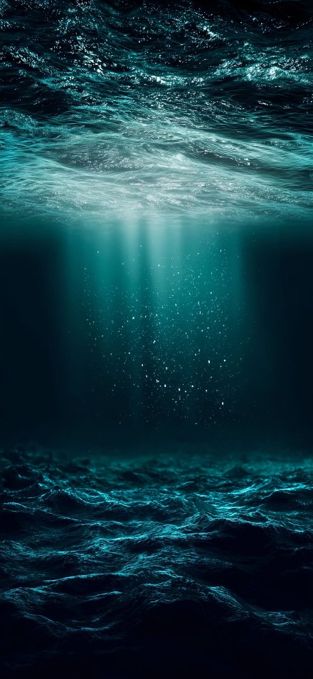 Sunbeams Penetrating Deep Blue Ocean Water Wallpaper