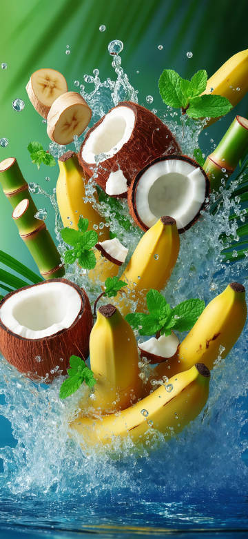 Magnificent scene of fresh fruits with splashing water