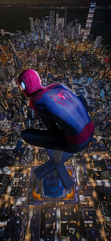 Spider-Man Overlooking the City from a Skyscraper