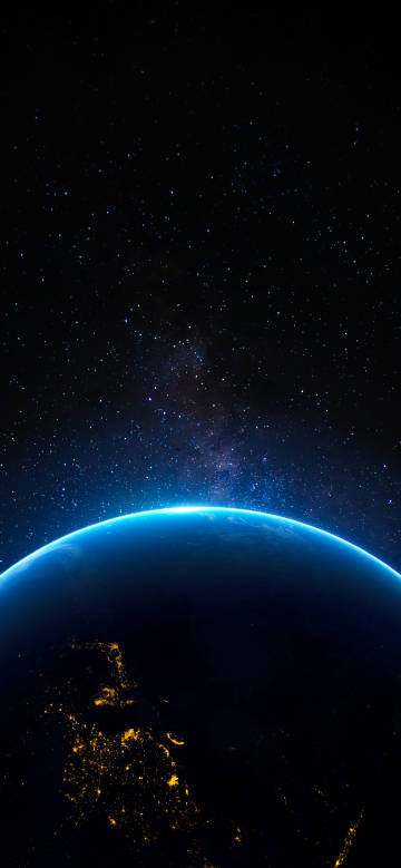 Night view of Earth from space phone wallpaper