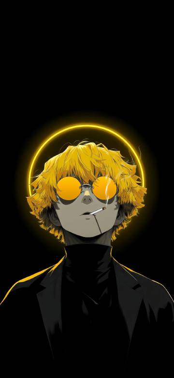 Cool Blonde Anime Boy Black Background 4K Wallpaper