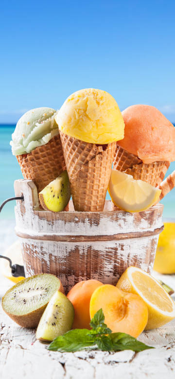 Delicious ice cream by the sea phone wallpaper