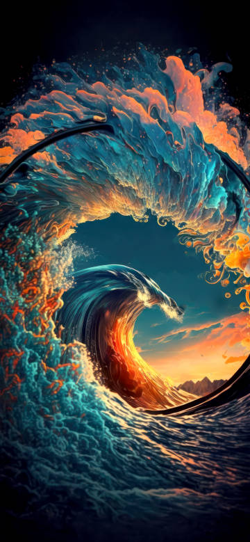 Dreamy Sea Waves at Sunset 4K phone wallpaper