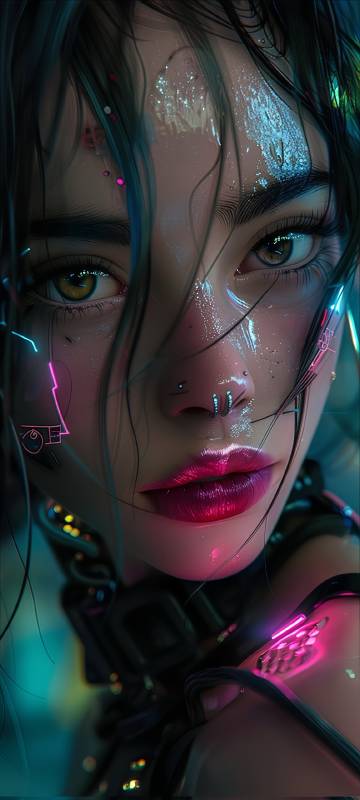Cyberpunk Warrior Close-Up 4K Phone Wallpaper
