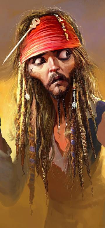 Funny Captain Jack Sparrow anime style phone wallpaper