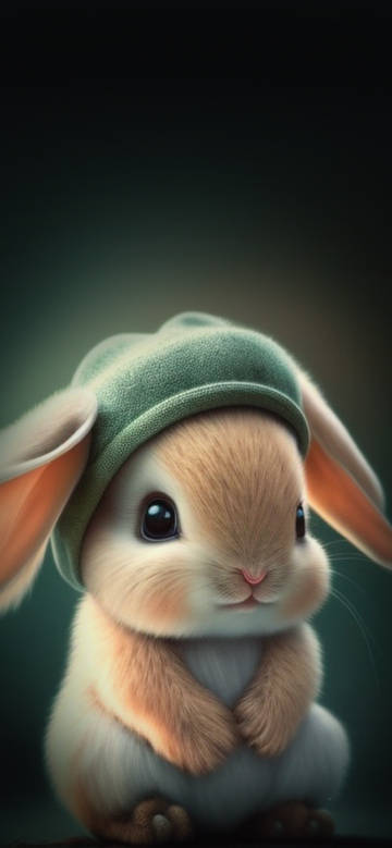 Fluffy cute bunny 4K phone wallpaper