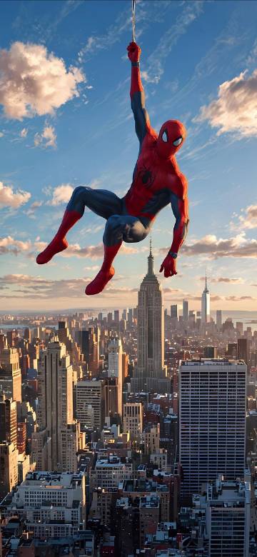 Spider-Man Swinging Over NYC HD Wallpaper