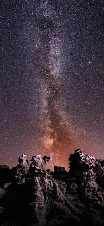 Strange rocks under the starry sky