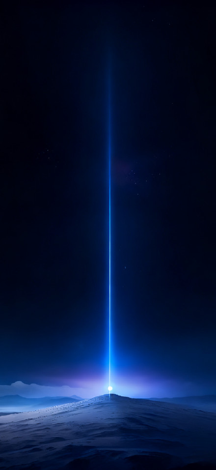 Bright Blue Light Beam On A Dark Planet