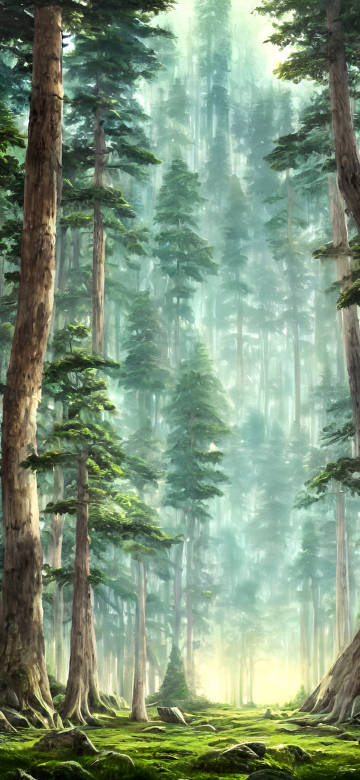 Sunlight Streaming Through Towering Trees 4K animated wallpaper