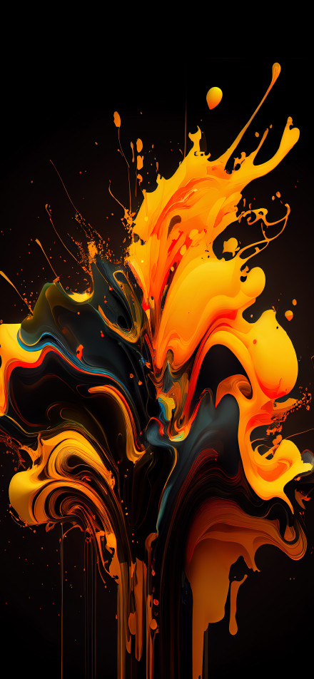 Color splatter abstract art on a black background