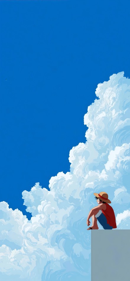 Monkey D. Luffy, blue sky and white clouds
