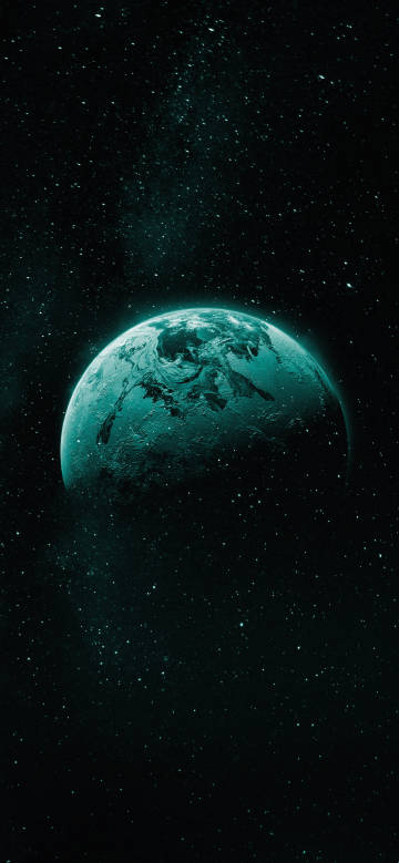 Cyan Earth in Dark Space 4K Wallpaper