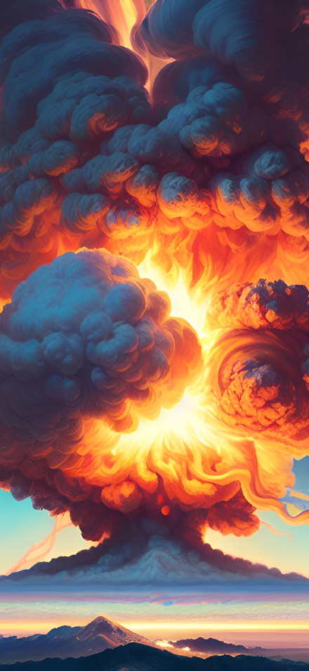 Dramatic Volcanic Eruption Art HD Wallpaper