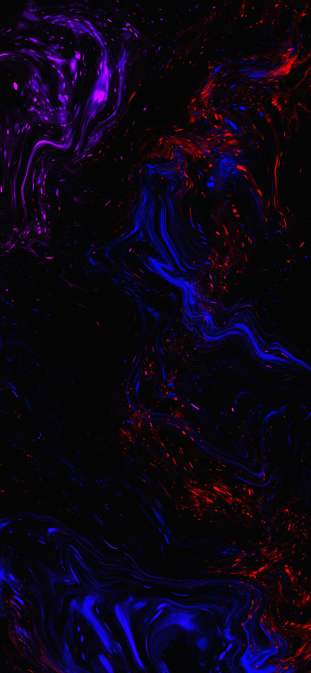 Interwoven flowing abstract colors on black background