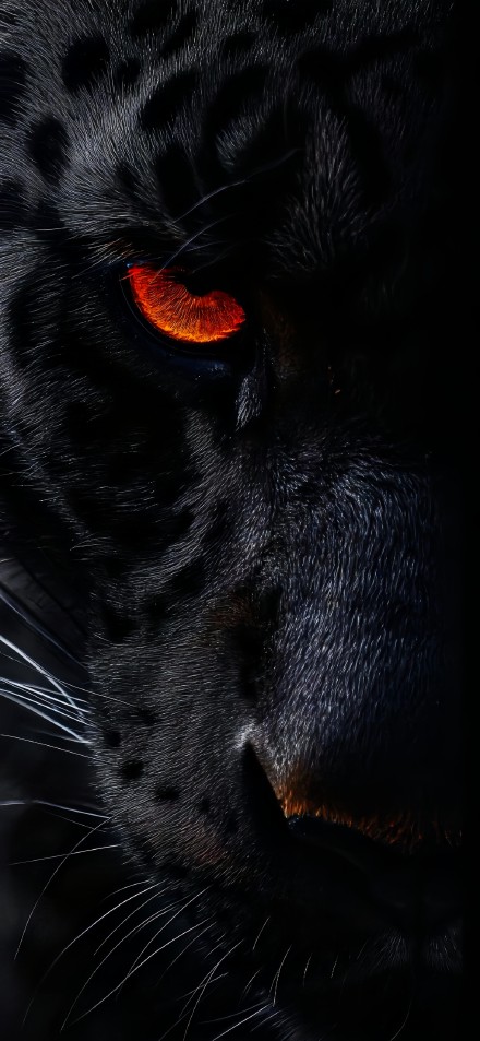 Black Panther With Glowing Orange Eye 4K Wallpaper