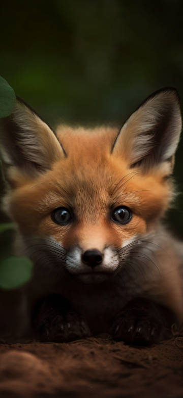 Cute Baby Fox Staring at the Camera Wallpaper 4K