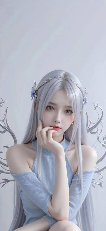 Long-haired anime beauty Xiao Yixian phone wallpaper