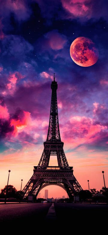 Eiffel tower moonlit beauty phone wallpaper