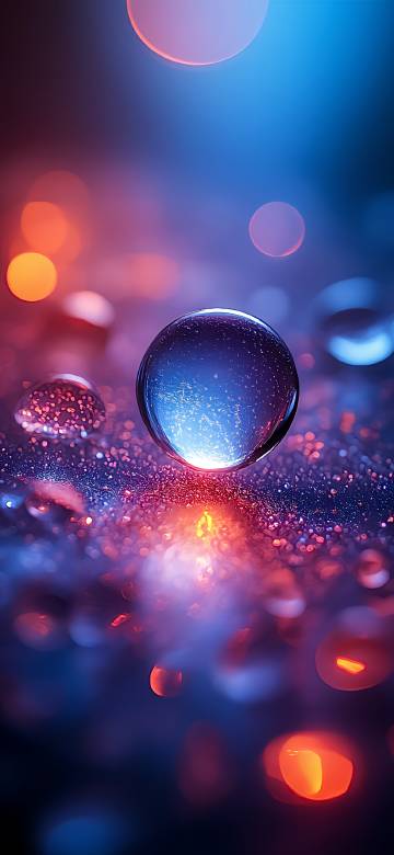 Magical Blue Droplet on a Glittering Surface 4K Wallpaper