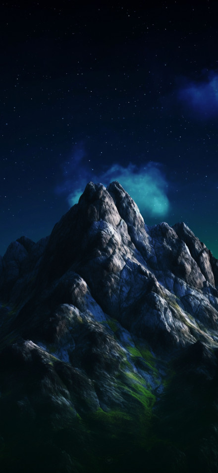 Majestic Mountain Peak Under Starry Night Sky 4K Wallpaper
