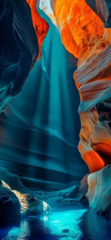 Colorful fantastic canyon landscape phone wallpaper
