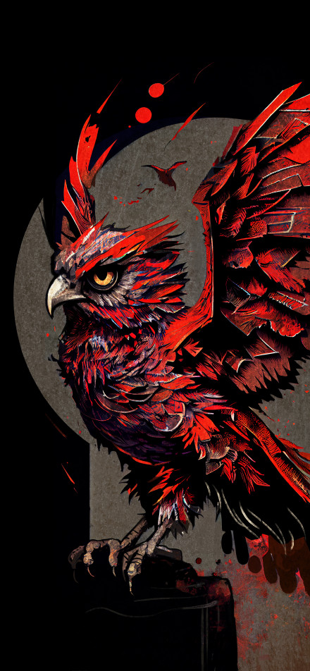 Dark Fantasy Red Owl Illustration Wallpaper