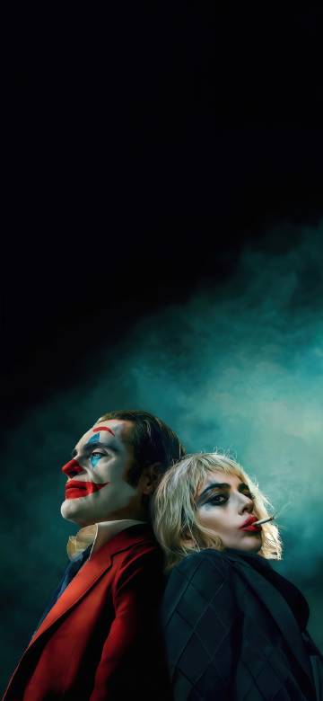 Joker and Harley Quinn back to back phone wallpaper