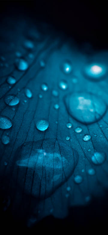 Deep blue crystal water drops phone wallpaper
