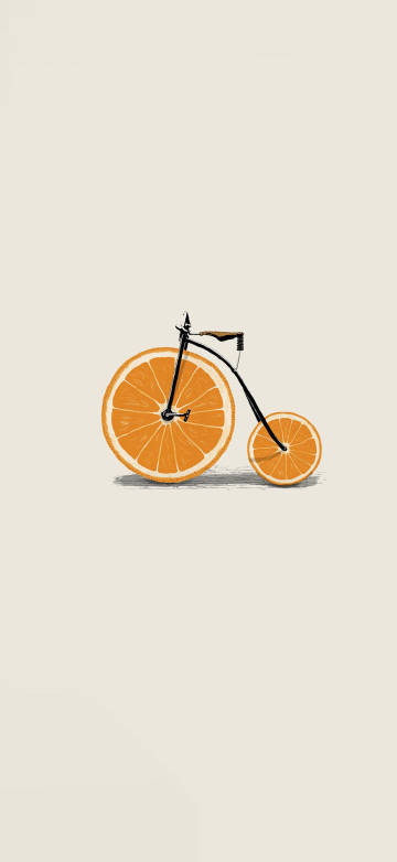 Minimalist Orange Slice Bicycle Art 4K Phone Wallpaper