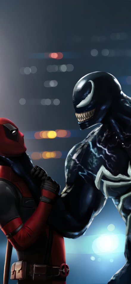 Deadpool & Venom Confrontation Wallpaper