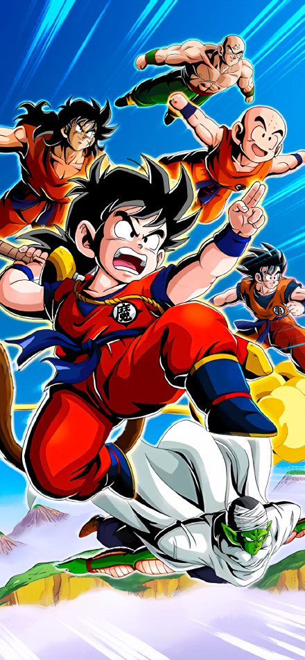 Young Goku Flying with Friends 4K Anime Wallpaper