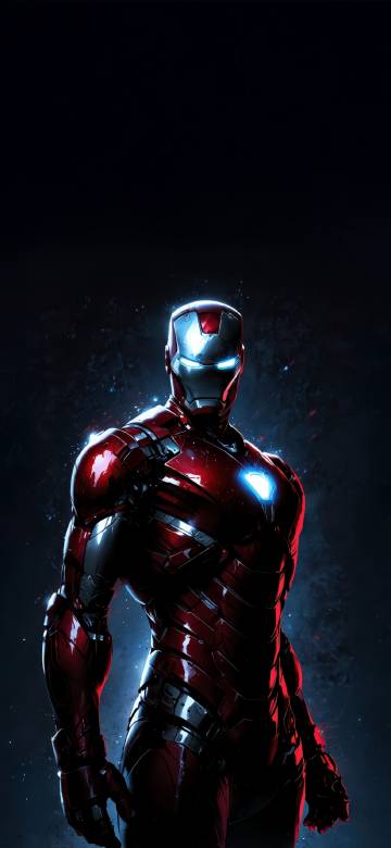 Iron Man In Red Armor With Blue Light 4K Phone Wallpaper