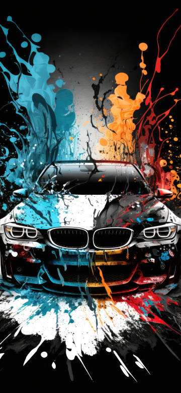 Colorful Splatter BMW Car Art 4K Wallpaper
