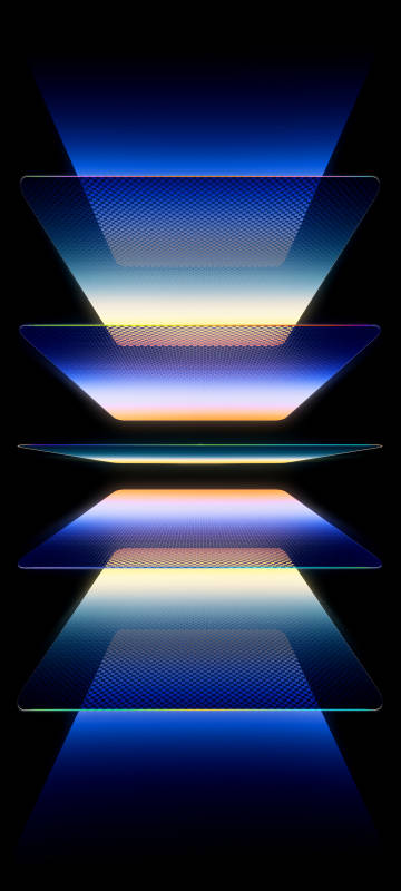 Multi-layered gradient color geometric shapes on black background