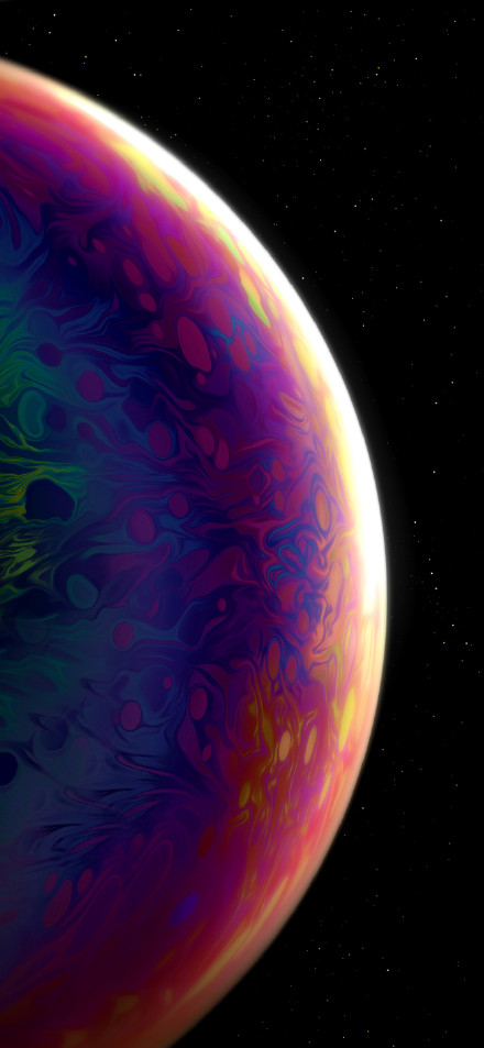 Planet with colorful swirling textures on its surface phone wallpaper