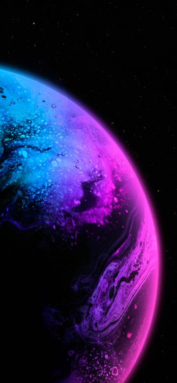 Neon colored planet in the deep universe phone wallpaper