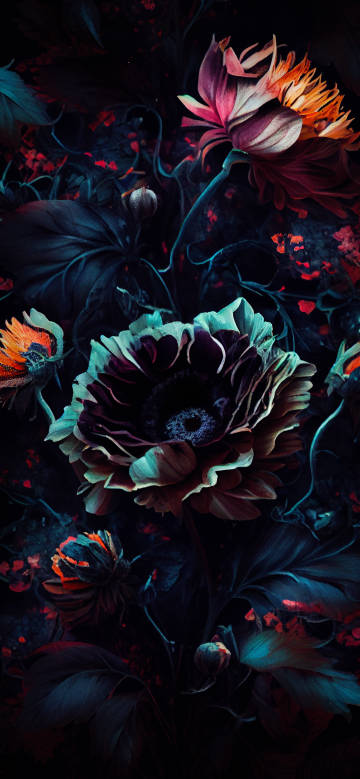 Dark Gothic Floral 4K Phone Wallpaper
