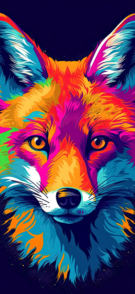 Colorful Psychedelic Fox Art with Bright Bold Colors 7K Wallpaper