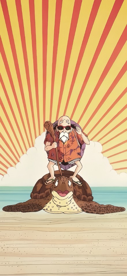 Dragon Ball Master Roshi and Turtle 4K Wallpaper