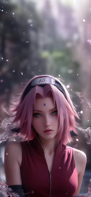 Beautiful pink hair Haruno Sakura phone wallpaper