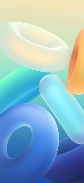 Colorful 3D Rings on Soft Pastel Background 4K Wallpaper
