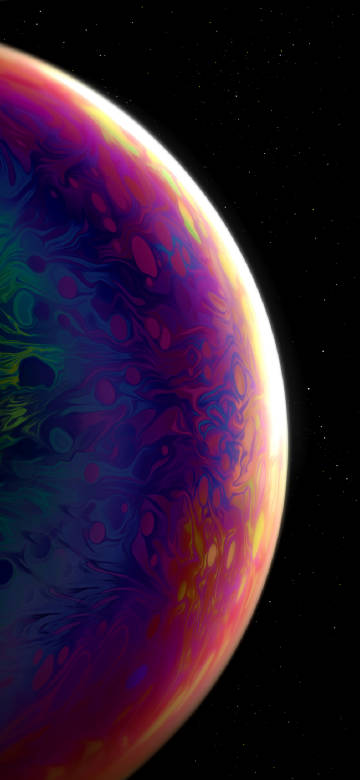 Planet with colorful swirling textures on its surface phone wallpaper