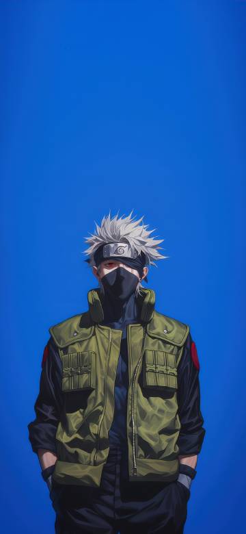 Hatake Kakashi on blue background